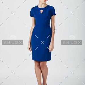 Blue Cap Sleeved Midi Dress