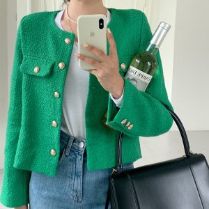 Korean Chic French Tweed-Style Women's Short Jacket - Style c5559c