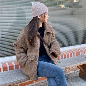 Korean Chic Faux Fur Short Jacket for Women Winter 2025