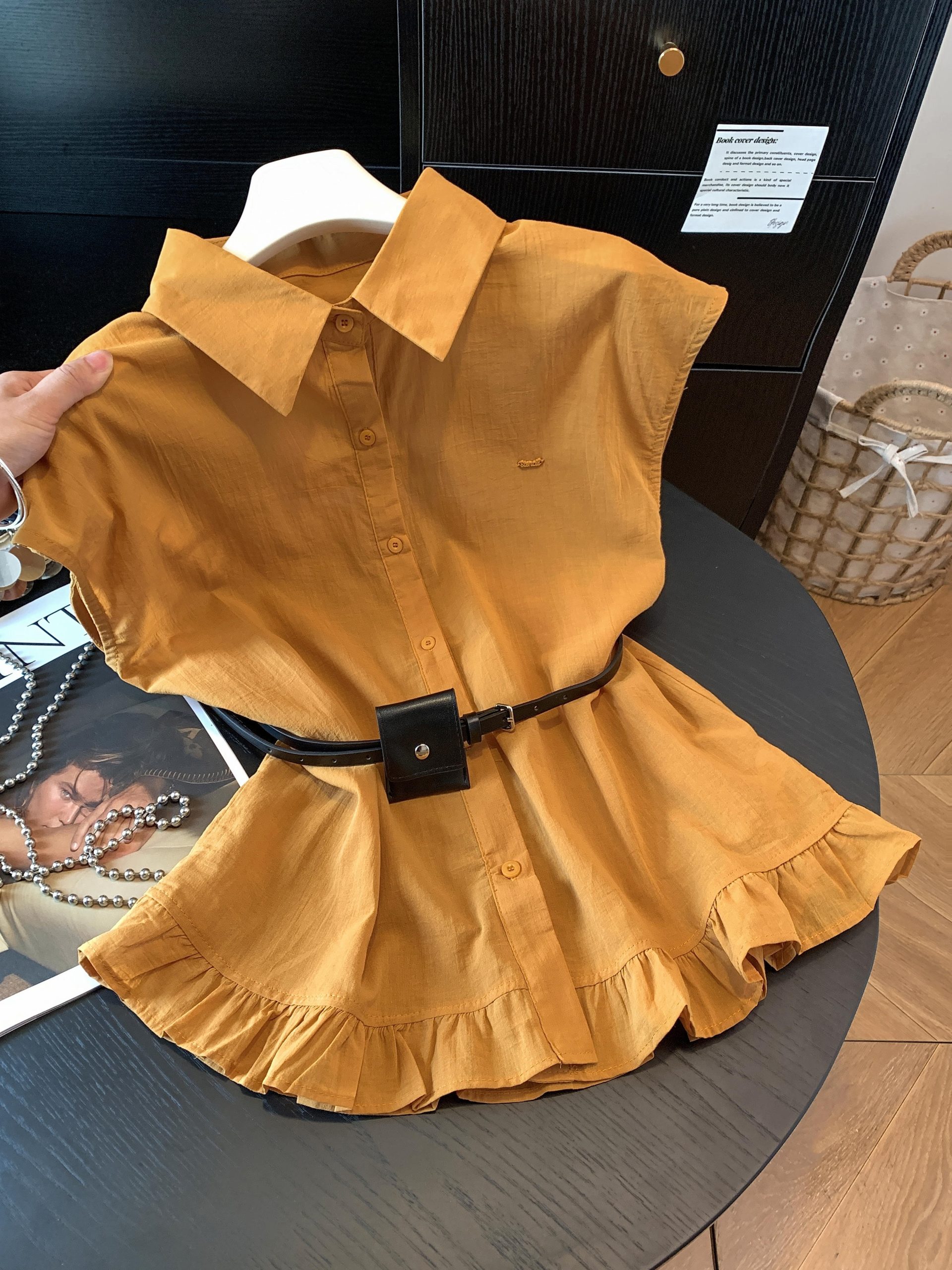 Women's French Style Polo Collar Short Sleeve Shirt Summer Loose Fit Top