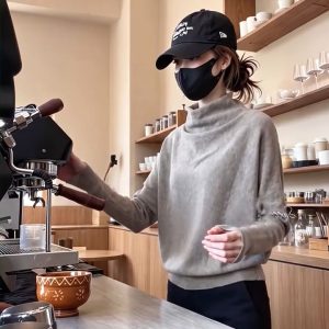 Gray Half Turtleneck Batwing Sleeve Pullover Sweater for Women Fall Loose Knit Top - Style 324f56
